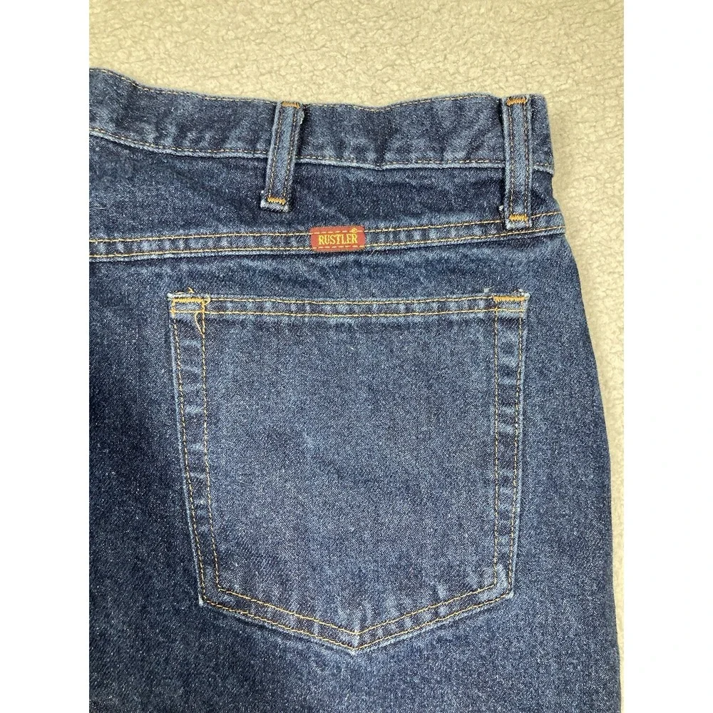 Rustler Jeans Mens 40x32 Blue Dark Wash Straight Leg Western Rodeo‎ Cowboy Denim